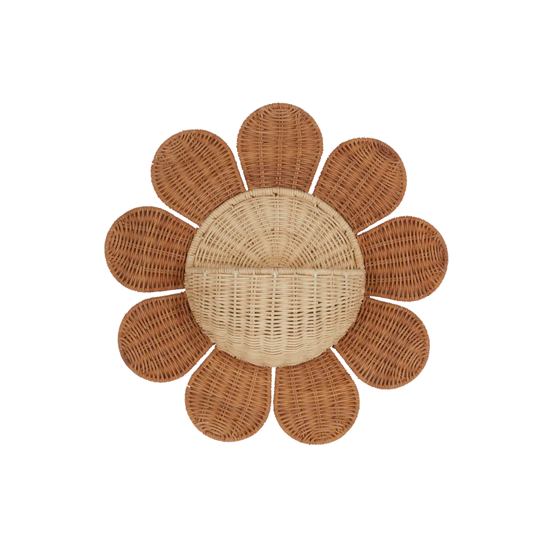 Rattan Daisy Wall Basket - Natural/straw