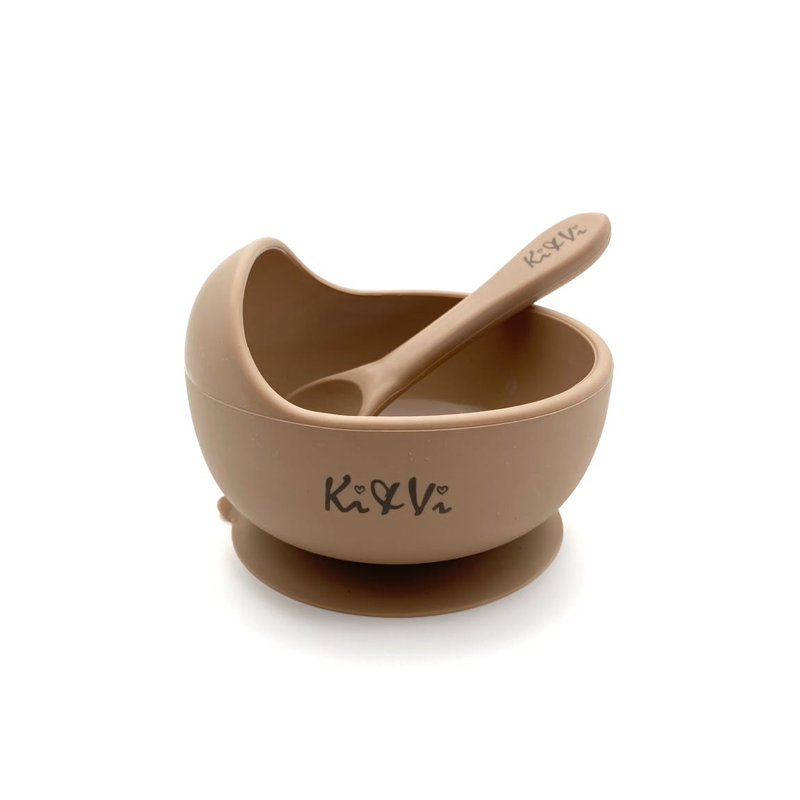 My First Bowl & Spoon in Taupe & Spice Pumpkin