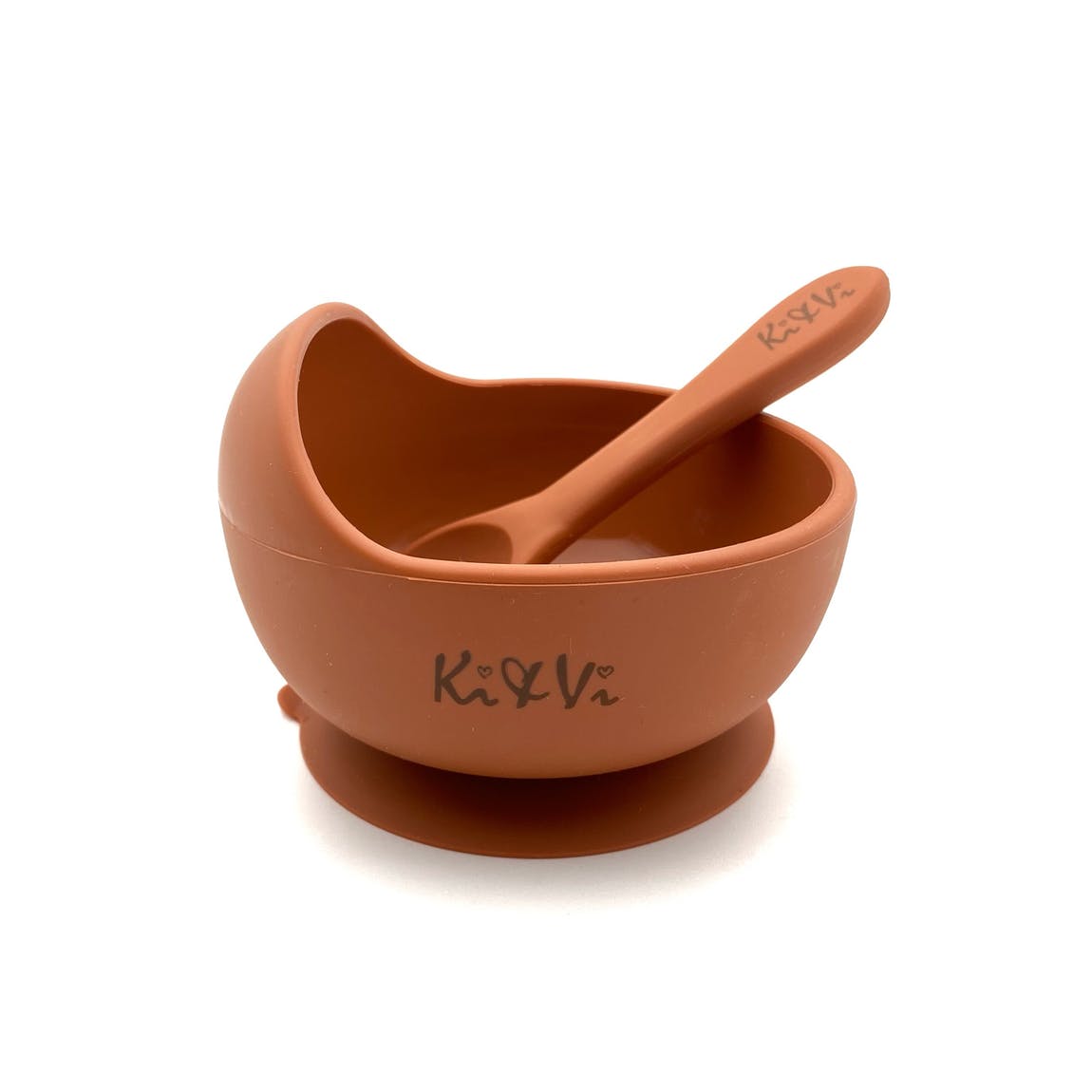 My First Bowl & Spoon in Taupe & Spice Pumpkin