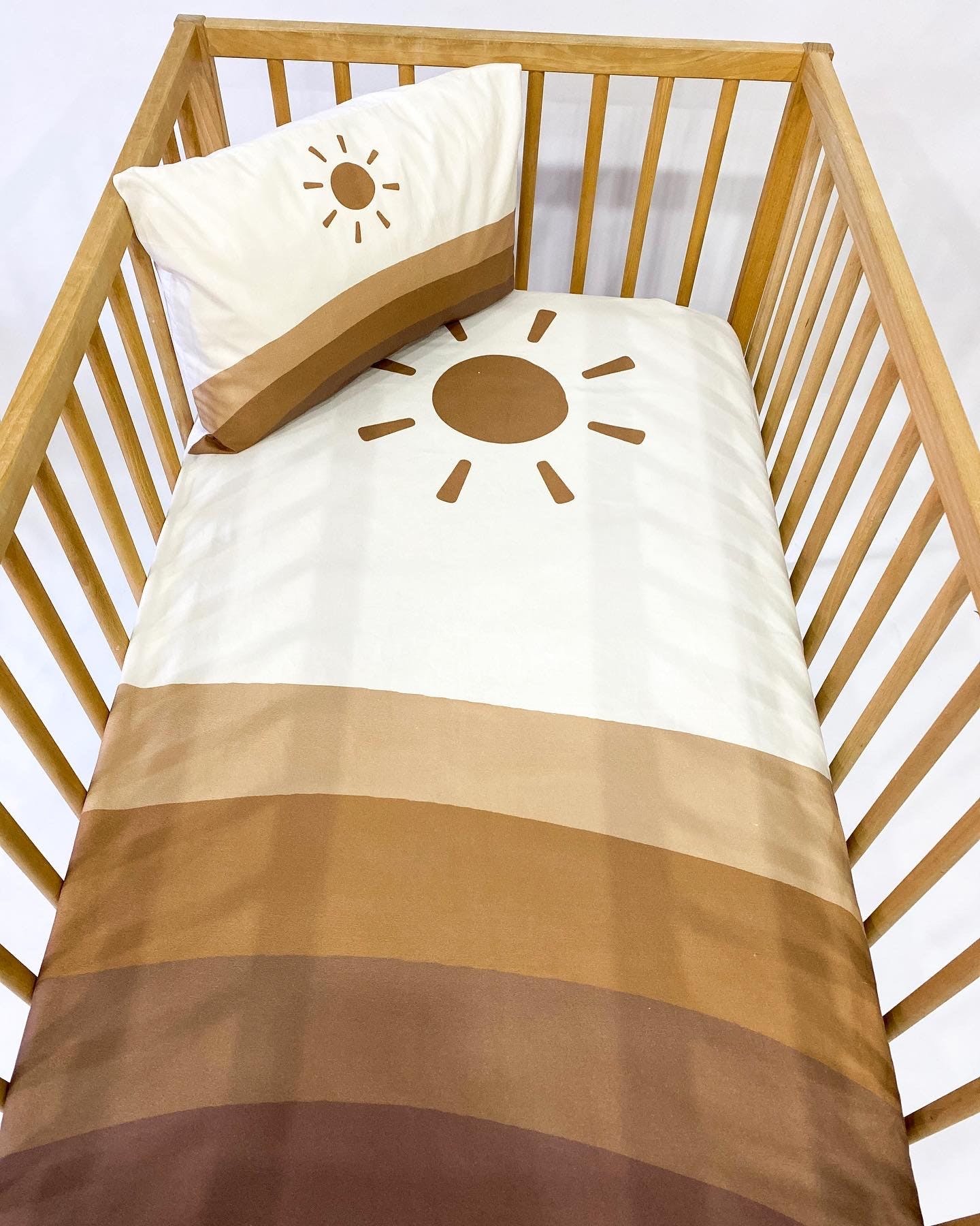 Fitted Baby Cot Sheet with Pillow Cover SET, Boho Rainbow