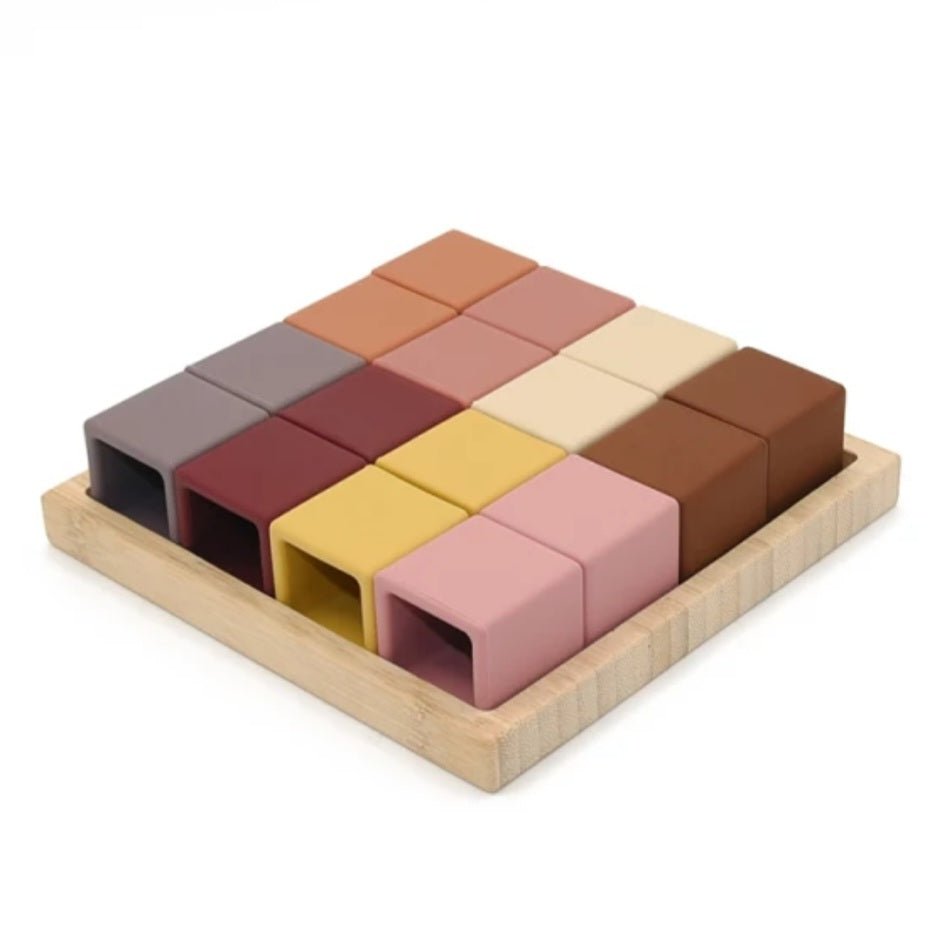 Silicone Stacking Blocks 16 pieces - Earth