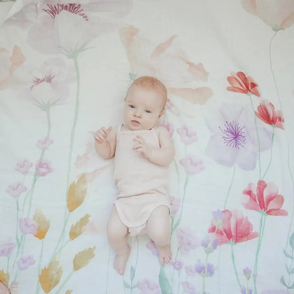 Flower Garden Cotton Cot Fitted Sheet
