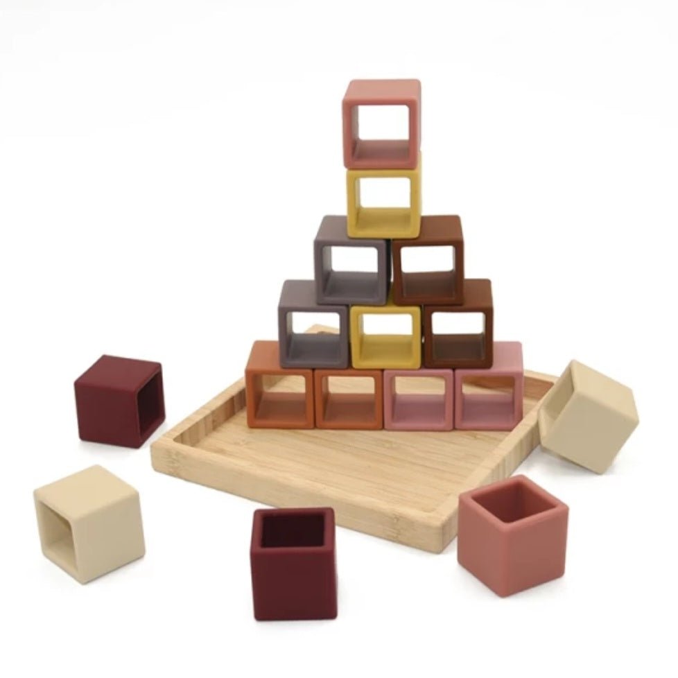 Silicone Stacking Blocks 16 pieces - Earth