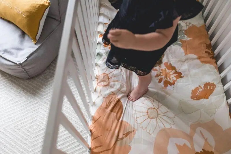 Retro Flowers Cot Fitted Sheet