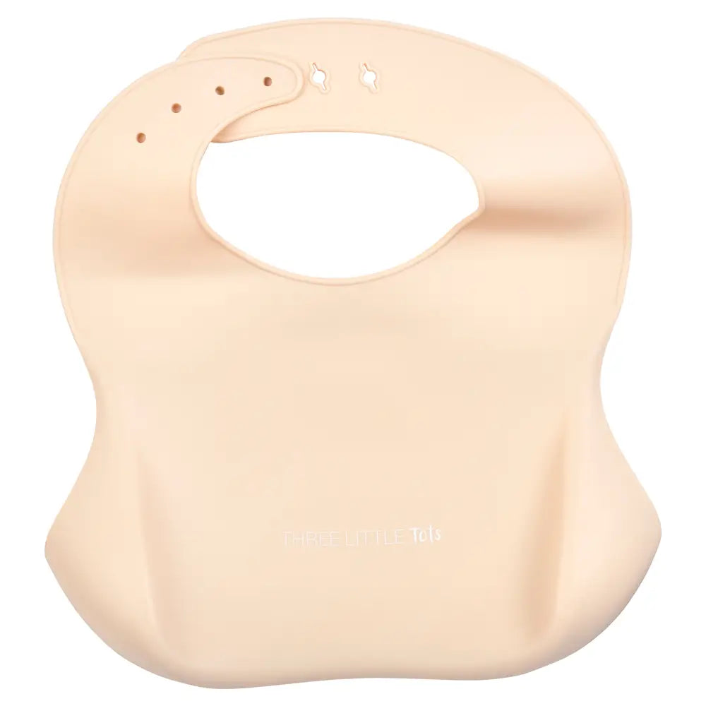 Sugar Cookie Tan Print Silicone Bib with Crumb Catcher