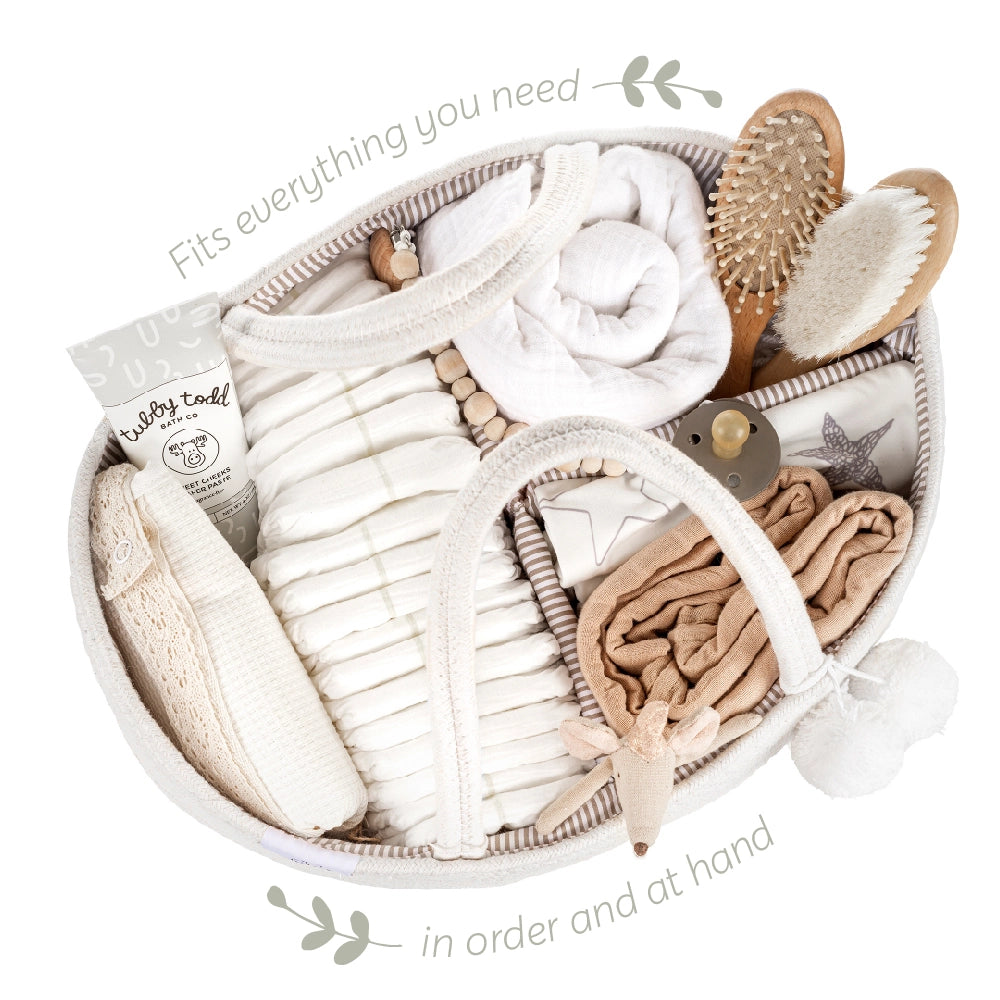 Cotton Rope Diaper Caddy - Off-white