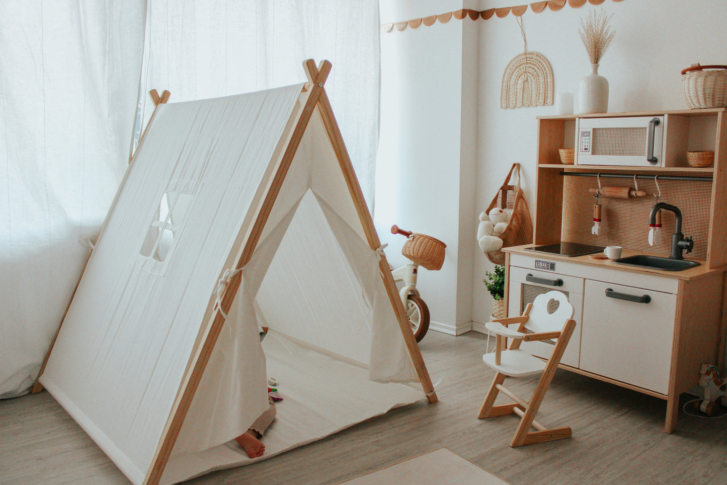 Canvas Teepee Tent in Beige