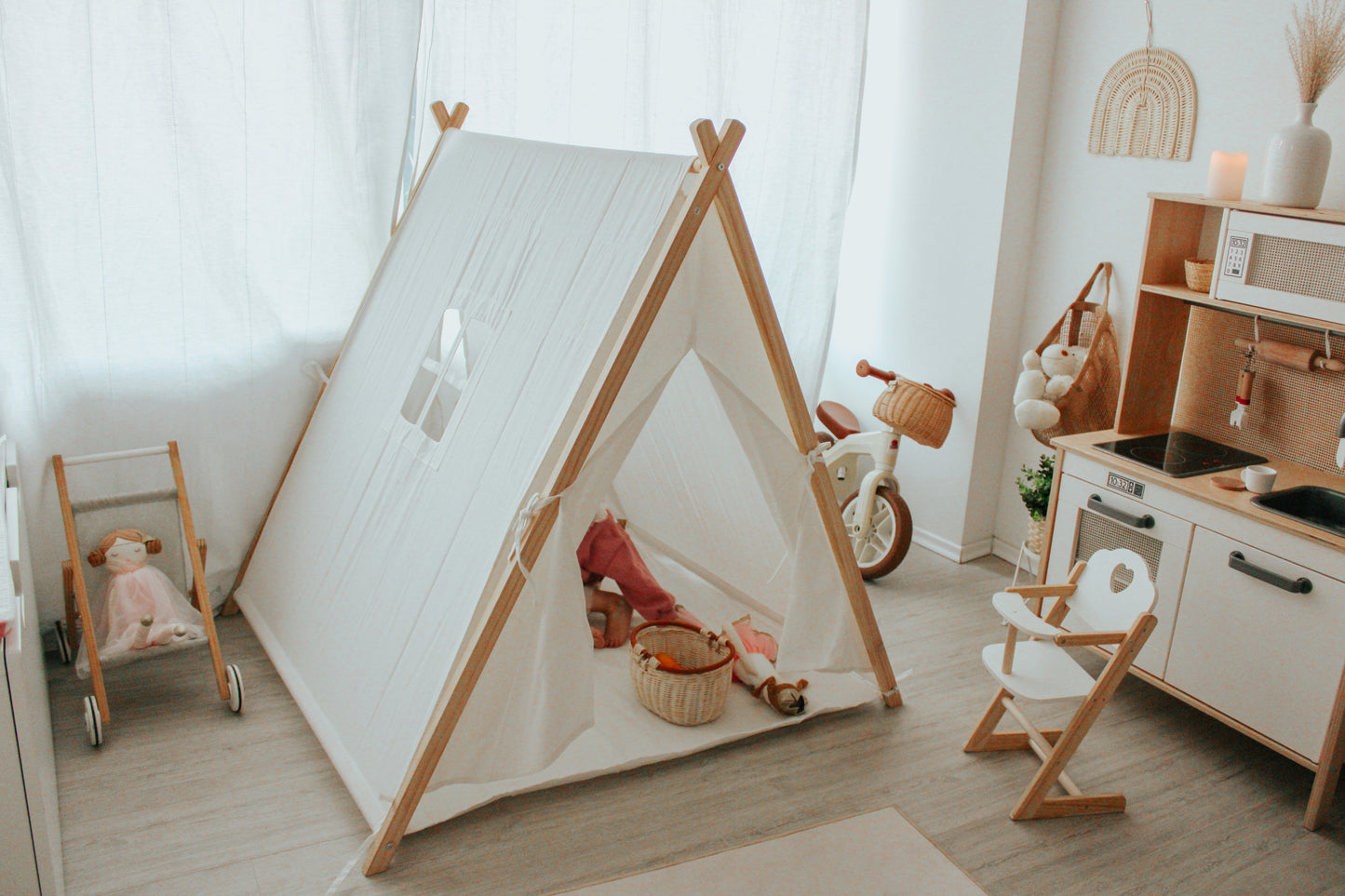 Canvas Teepee Tent in Beige