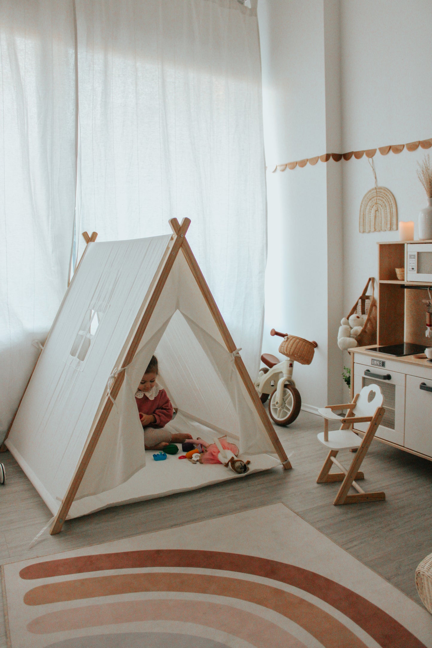 Canvas Teepee Tent in Beige