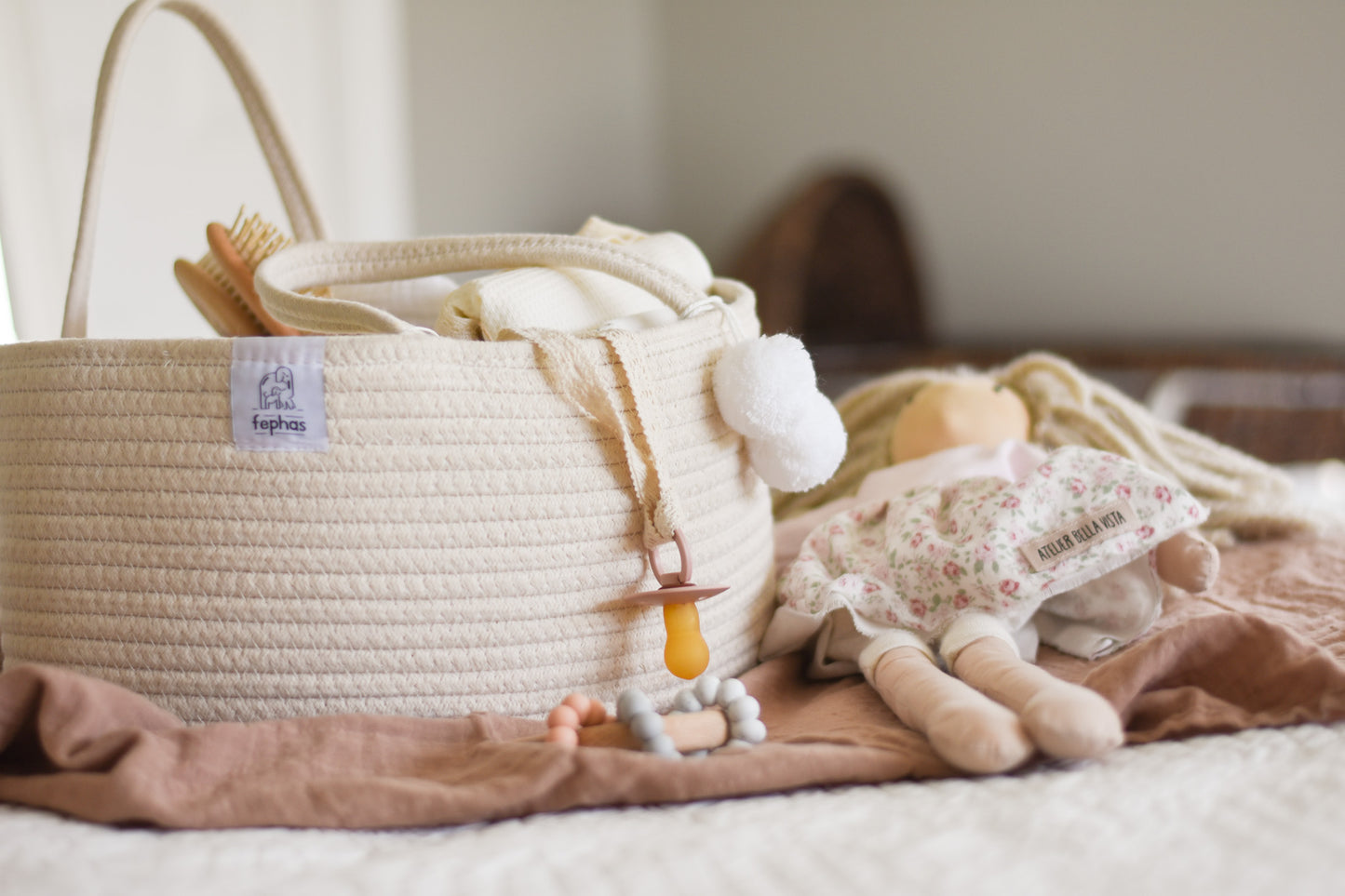 Cotton Rope Diaper Caddy - Off-white