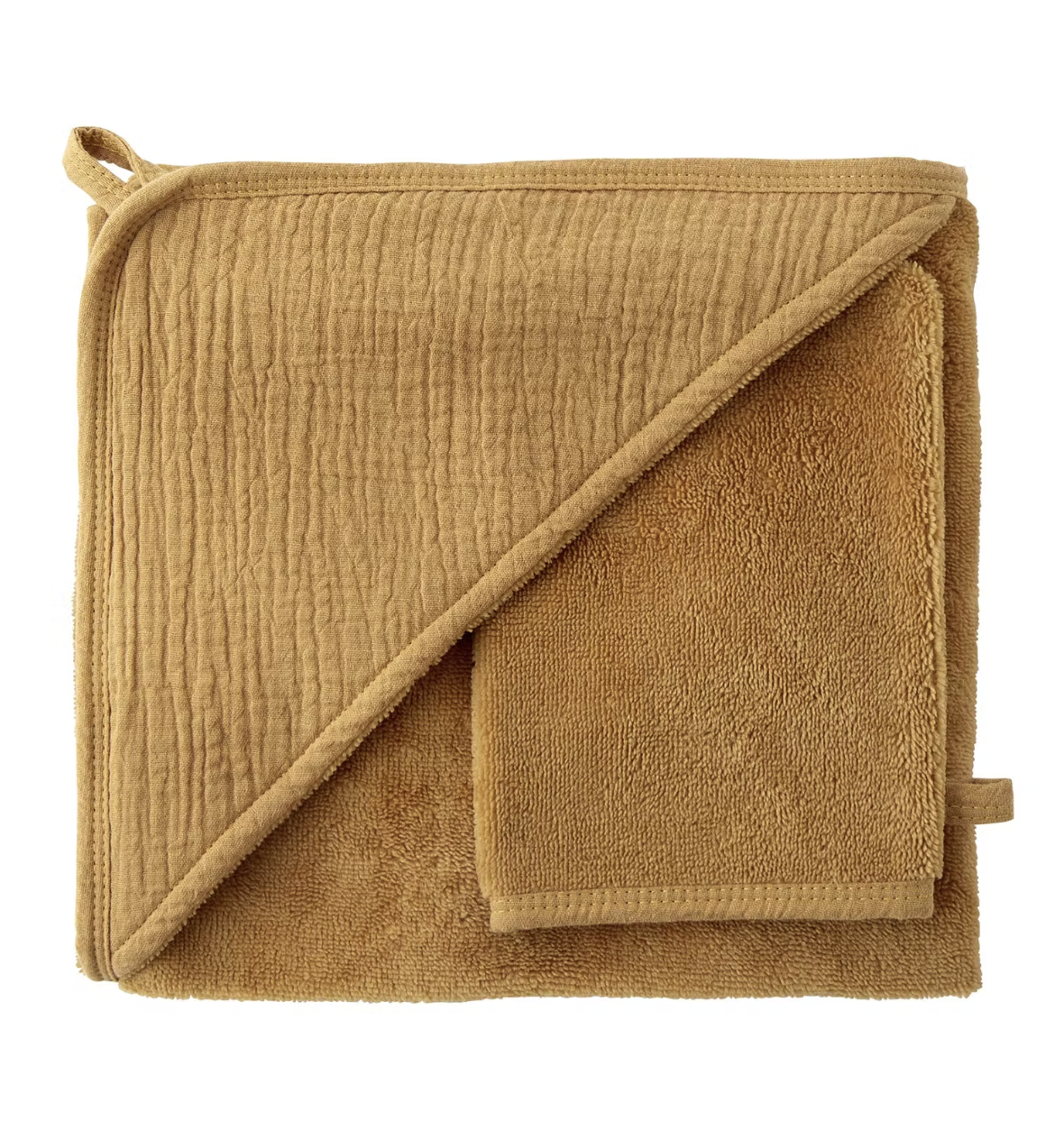 Bath cape + glove, bamboo & gauze in Hazelnut & Dove Gray