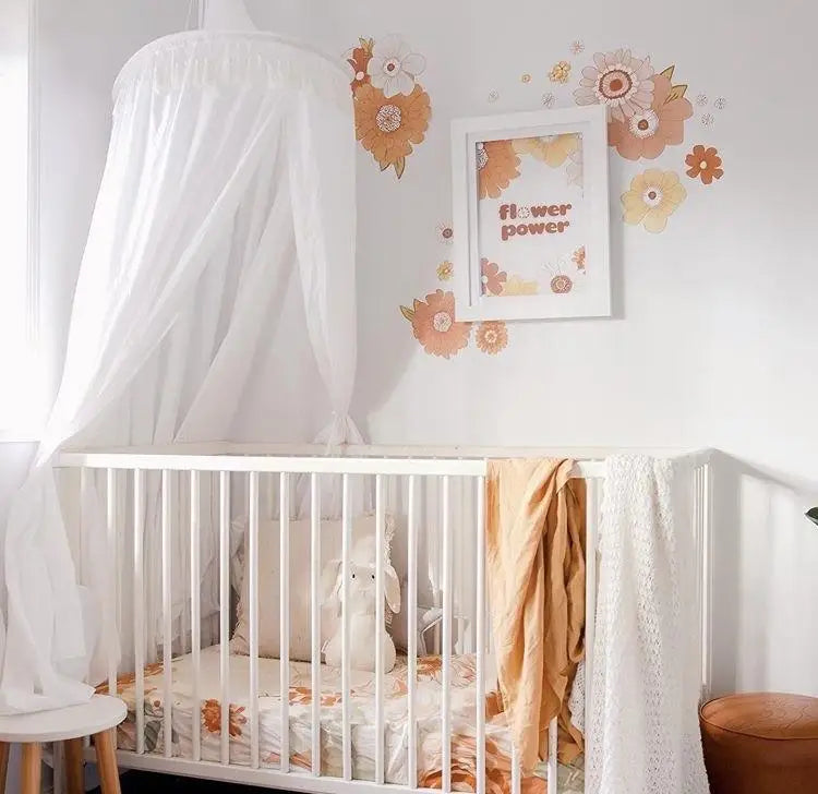 Retro Flowers Cot Fitted Sheet