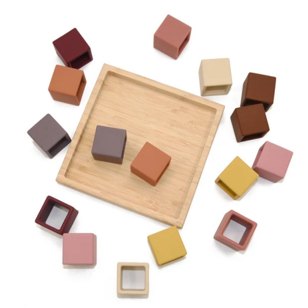 Silicone Stacking Blocks 16 pieces - Earth