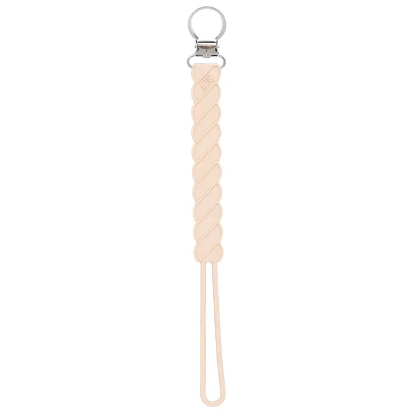 Twist Silicone Modern Pacifier Clip in Tan