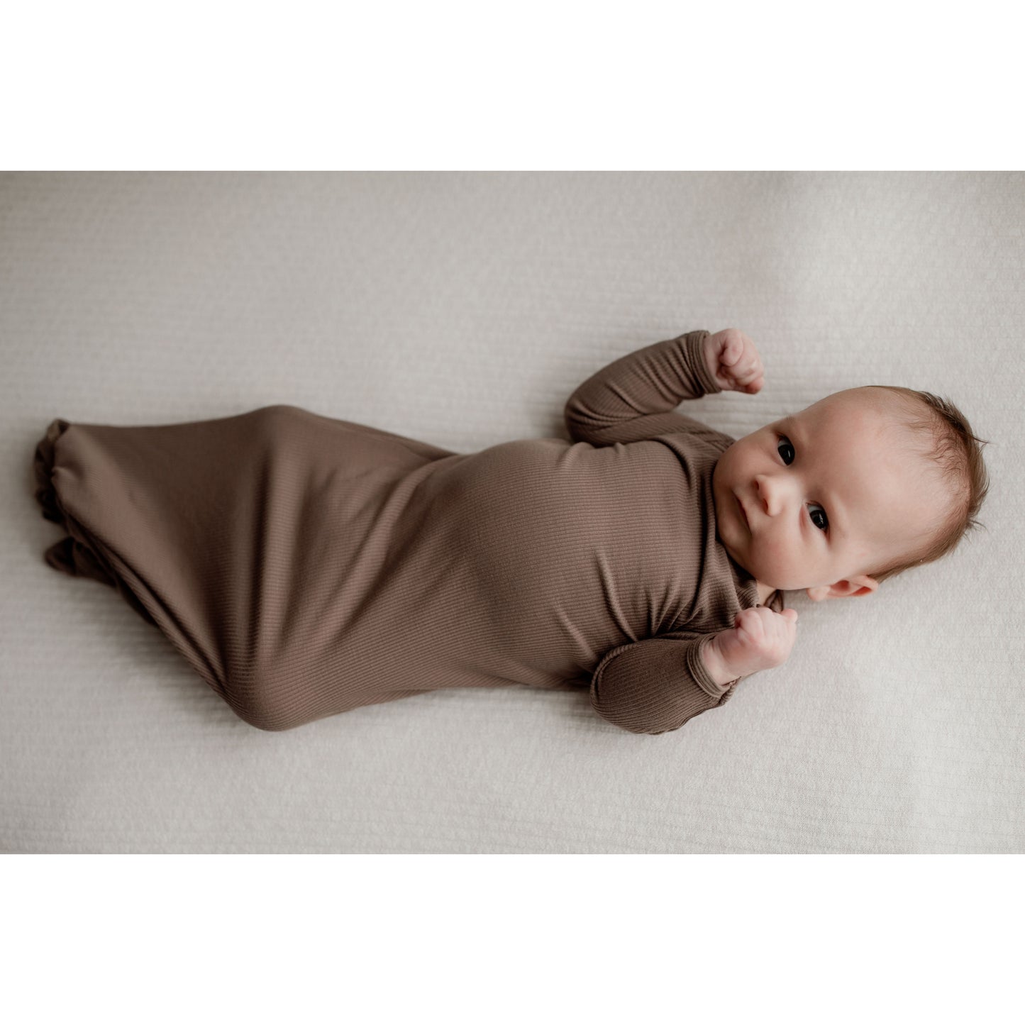 Ribbed Knotted Gown in Cocoa or Forest Green