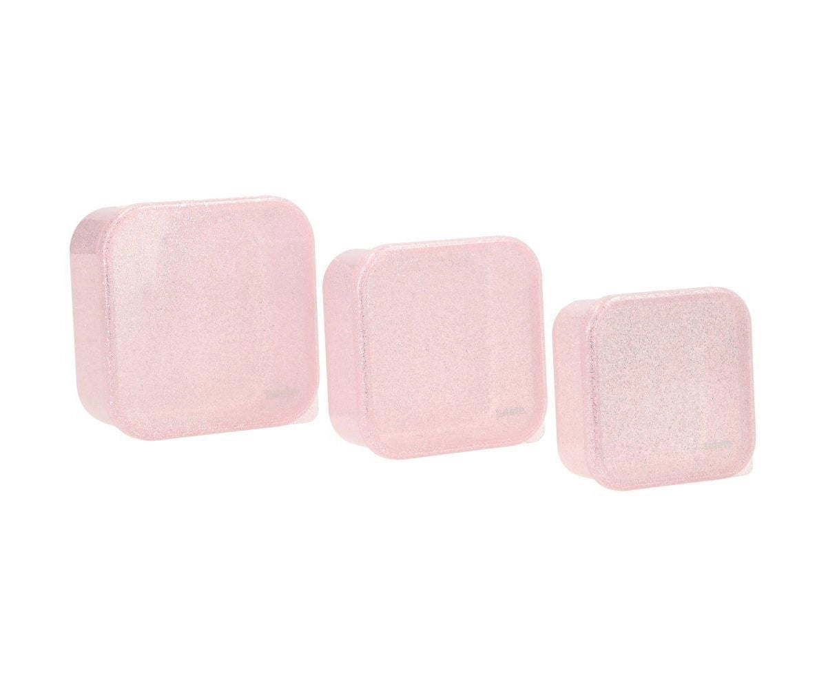 3 Pink Glitter Lunch Boxes