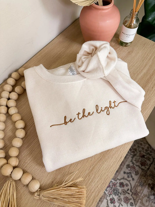 Embroidered Be the Light Sweatshirt - Ivory