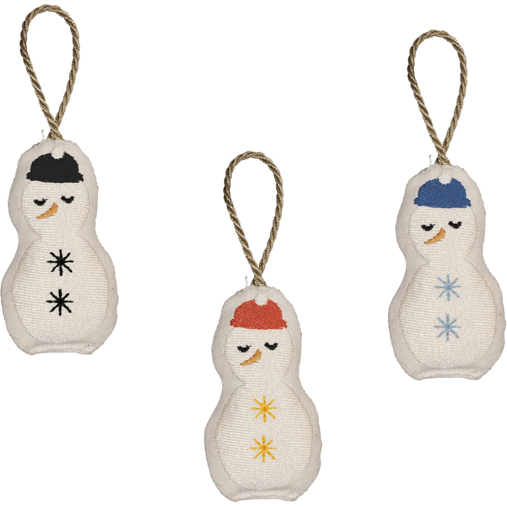 Ornaments Embroidered - Snowman 3 pack