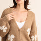 Knitwear Collection WS25 - Bowknot cardigan with pearls - Camel