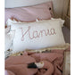 Ruffled linen pillow with a personalised embroidery - Cream