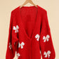 Knitwear Collection WS25 - Bowknot cardigan with pearls - Red
