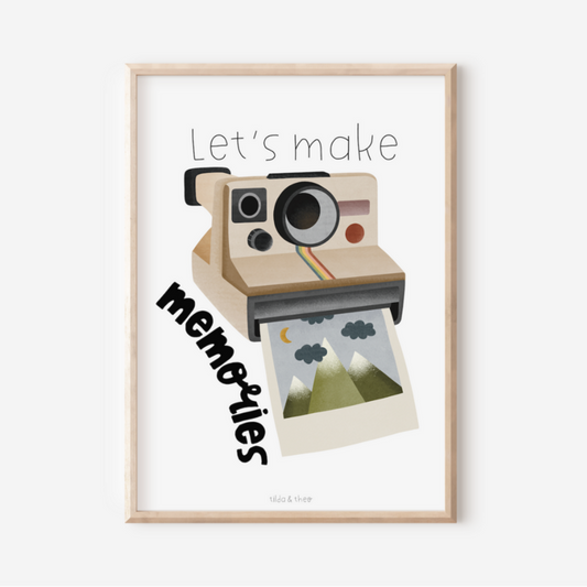 Poster Polaroid Camera Travel - "Let's make memories" adventure poster