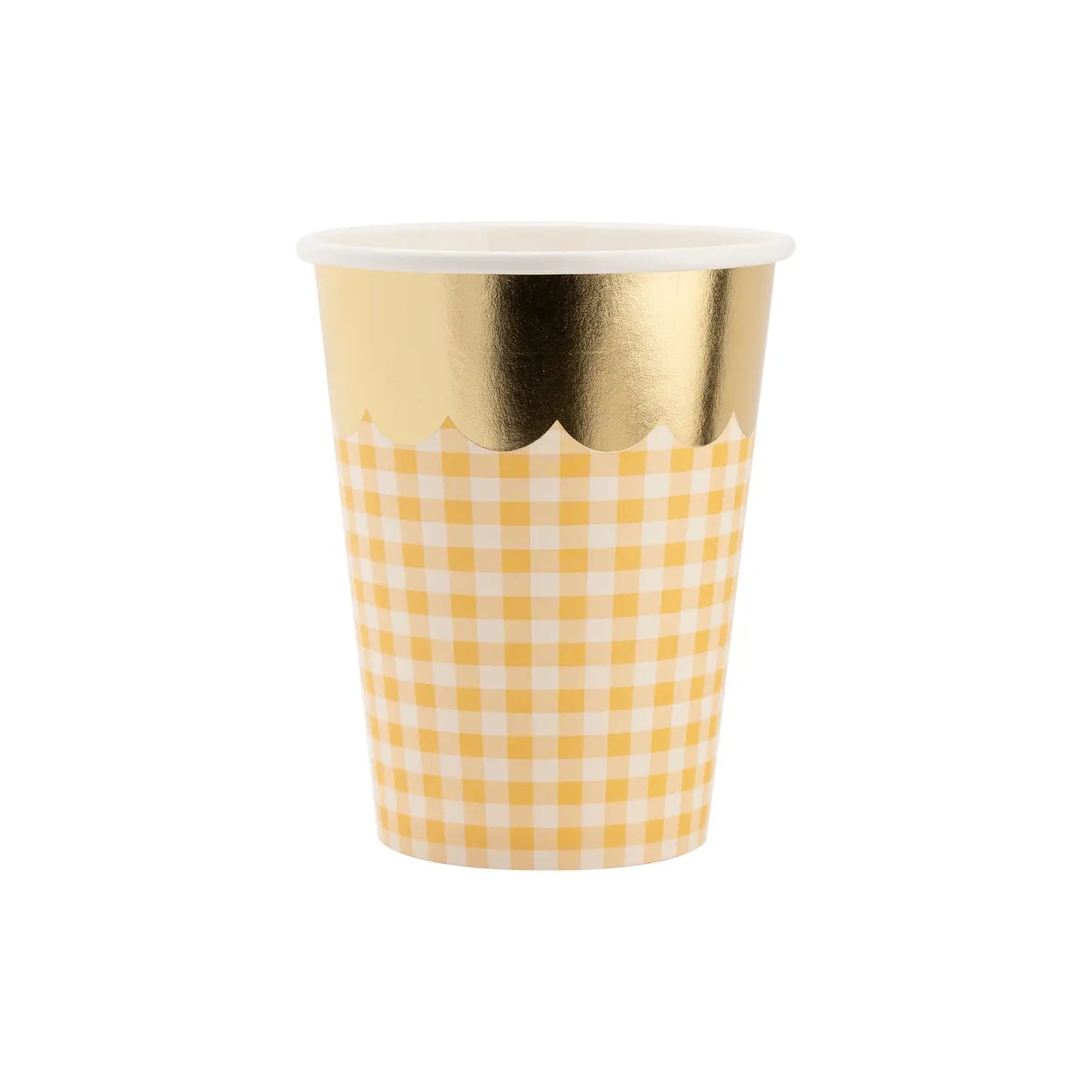 Gingham Cups with Gold Scallop