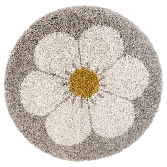 Bohemian Daisy Beige, round children's rug