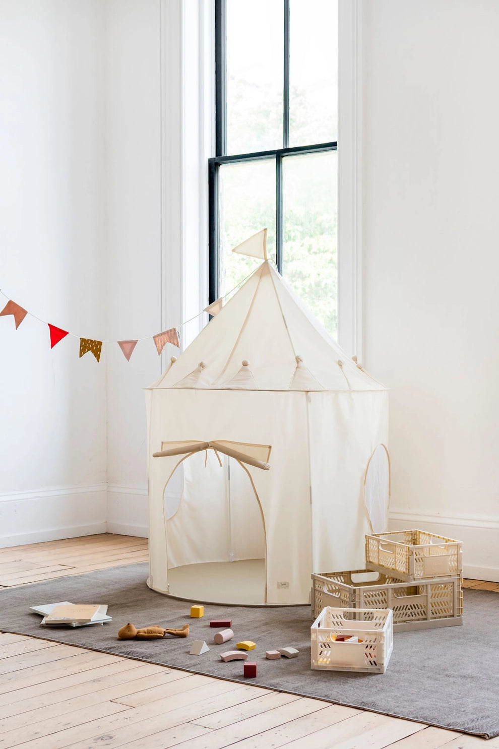 Recycled Fabric Play Tent Castle - Beige