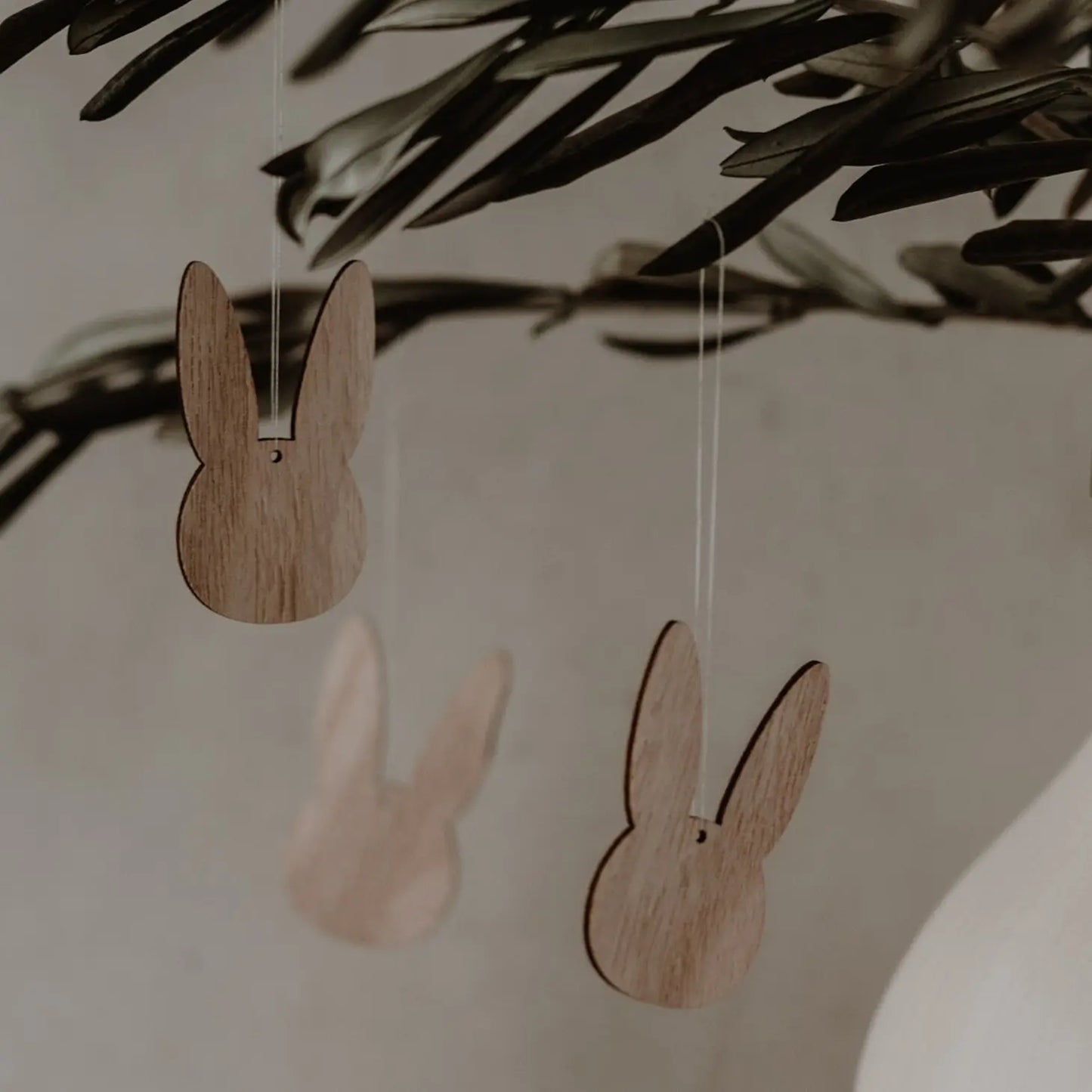 Wooden Bunny Pendant in A Set of 8