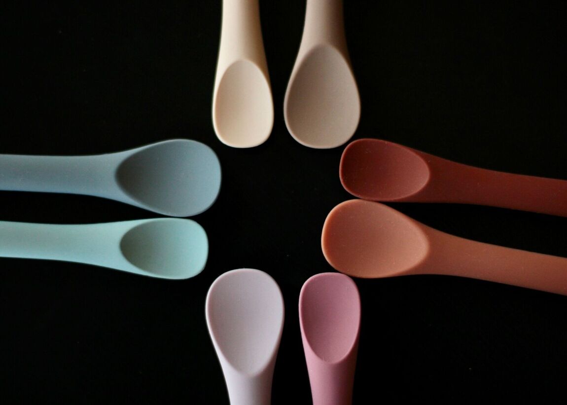 Weaning spoon set with case - pink