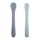 Weaning spoon set with case - pearl grey / light blue