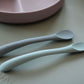 Weaning spoon set with case - pearl grey / light blue