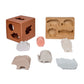 Activity silicone cube with forms and wooden sorting board