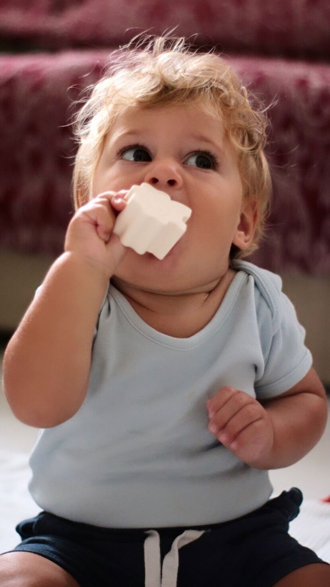 Activity silicone cube with forms and wooden sorting board