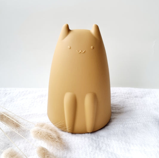 Silicone flexible piggy bank - Cat, Ocher yellow