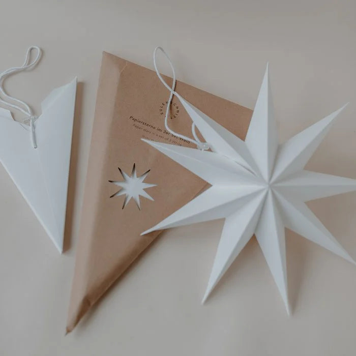 Paper stars set of 3 white