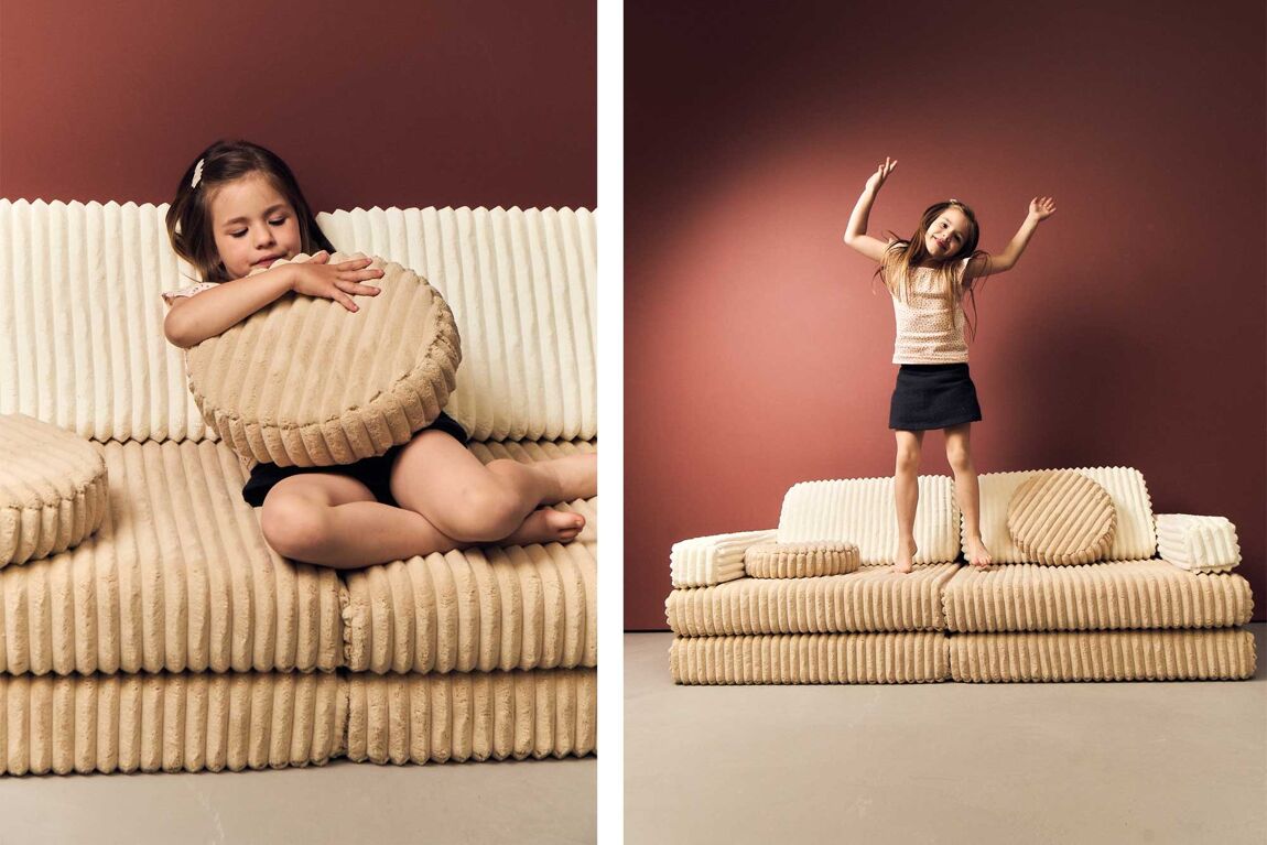 SHAPPY Play Sofa CORD WAFFLE - cream beige