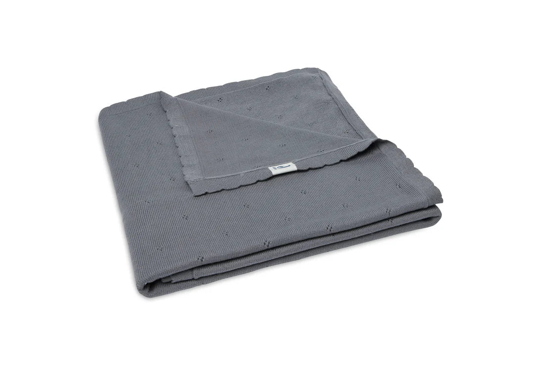 Blanket Cot 100x150cm Pointelle - Storm Grey  - GOTS