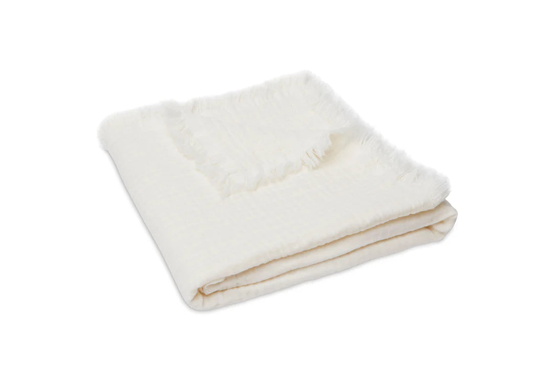 Blanket Cradle Muslin Fringe - Ivory