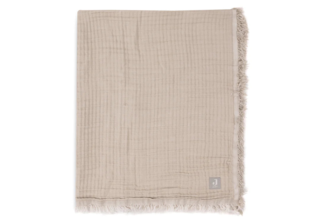 Blanket Cradle Fringe - Olive Green/Ivory - GOTS