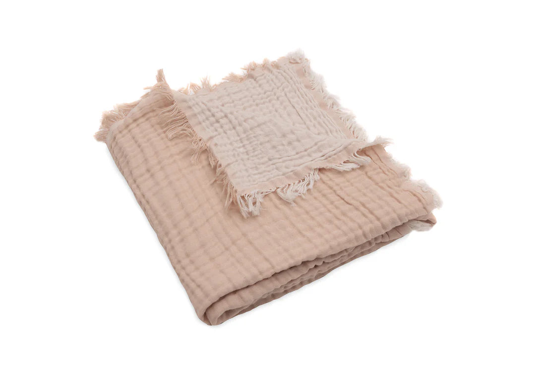 Blanket Cot Fringe Moonstone/Ivory - GOTS