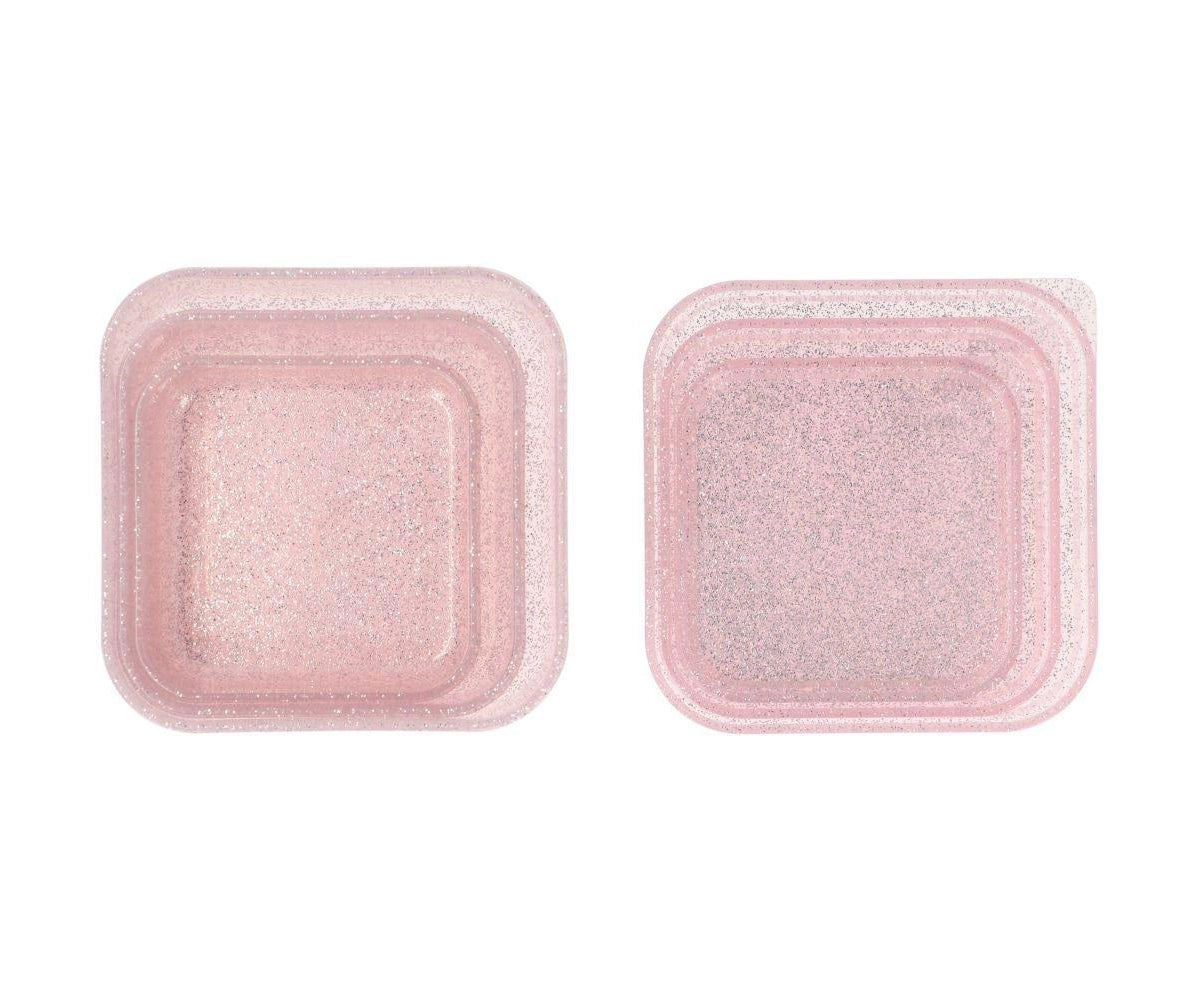 3 Pink Glitter Lunch Boxes