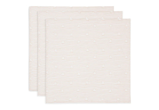 Cloth Muslin 70x70cm Miffy Stripe - Biscuit - 3 Pack