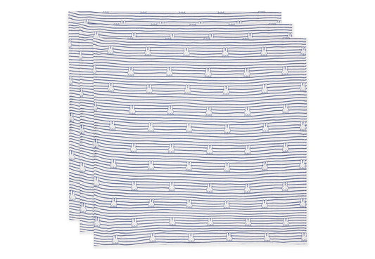 Cloth Muslin 70x70cm Miffy Stripe - Navy - 3 Pack