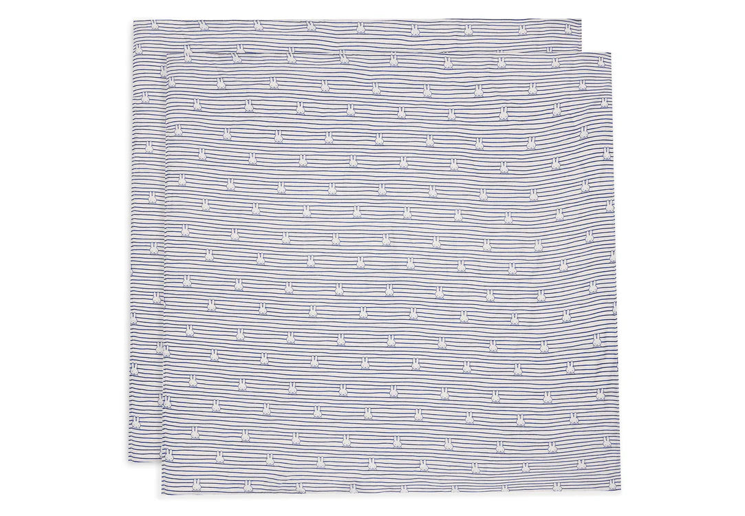 Swaddle Muslin 115x115cm Miffy Stripe - Navy - 2 Pack