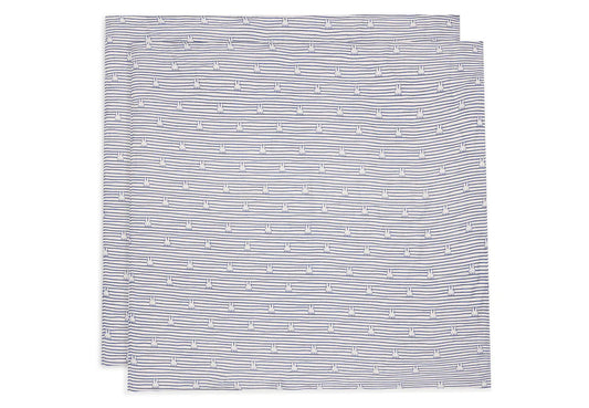 Swaddle Muslin 115x115cm Miffy Stripe - Navy - 2 Pack