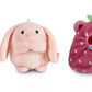 Set of cuddly toy rabbit Pibu 8cm with soft ice cream and strawberry costume in a gift box 8.5x6.5x10cm