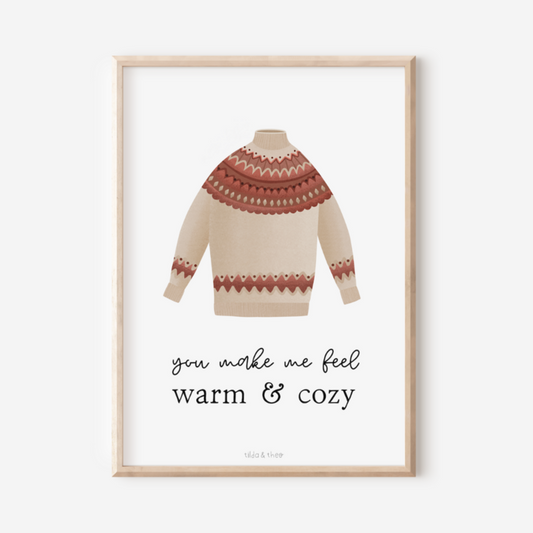 Poster Norwegian sweater "warm & cozy"