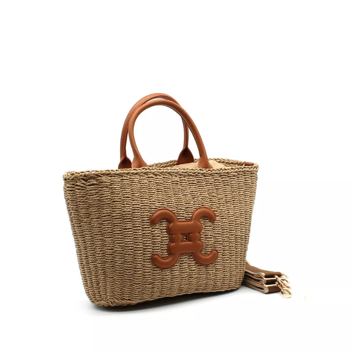 Basket handbag with logo